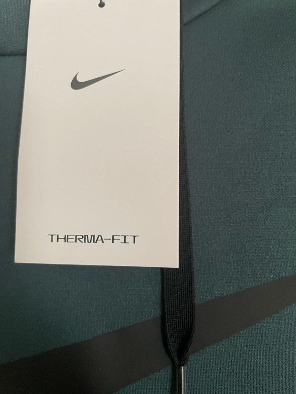 Nike Forest Green Hoodie with Black Swoosh Therma-Fit - Picture 3 of 5